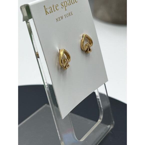 Kate Spade Gold Plated Open Spade Stud Earrings New - Picture 7 of 10